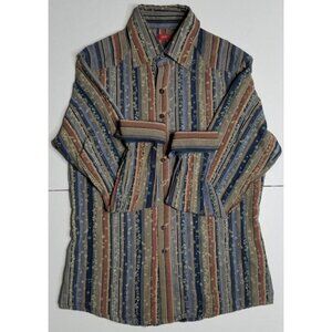 phB nyc Long Sleeve Button Up Flip Cuffs Multicolor Striped Casual Shirt Men's S